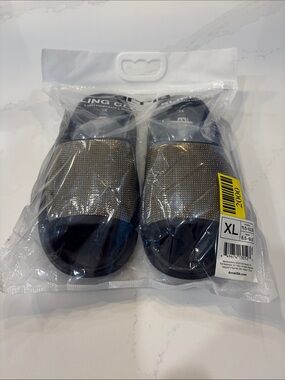 Arria Bling Cloud Sliipers - Black Slides with Gold Rhinestone Strap